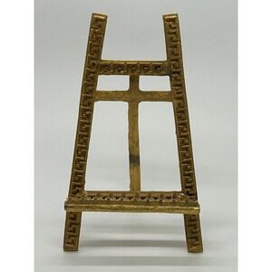 Miniature Ormolu Brass Greek Key Decor Easel Antique Decorative Display Stand 6"